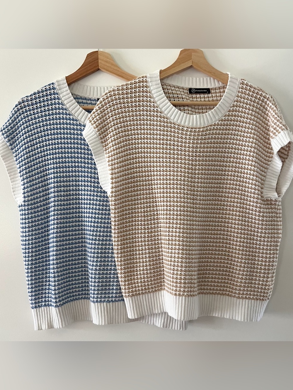 2 Amazon Women Tops Striped Knit Sweater - Blue & Beige